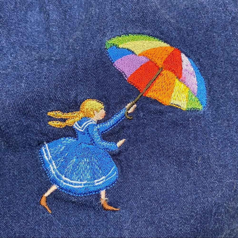 Embroidered Denim Jumper Dress - Picture 15 of 15